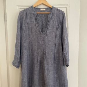 CP Shades 3/4  Sleeve chambray Linen Dress Size Large